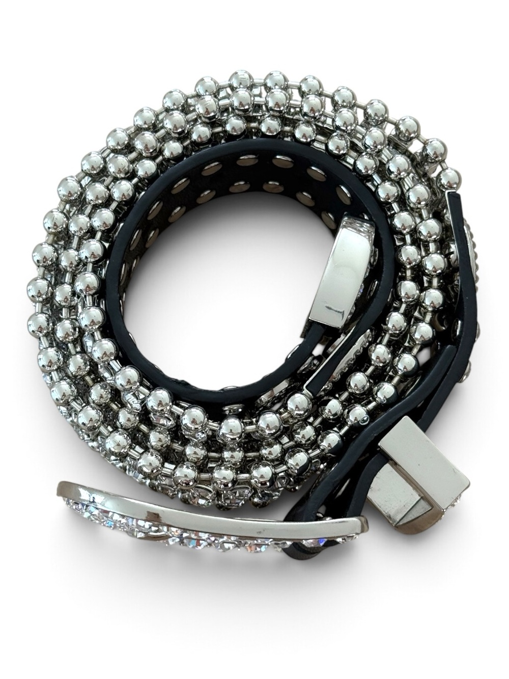 Christine Alexander Silver Crystal Studded Wrap Belt